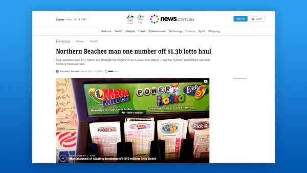 Northern Beaches man one number off $1.3b lotto haul