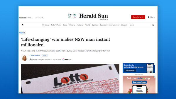 ’Life-changing’ win makes NSW man instant millionaire
