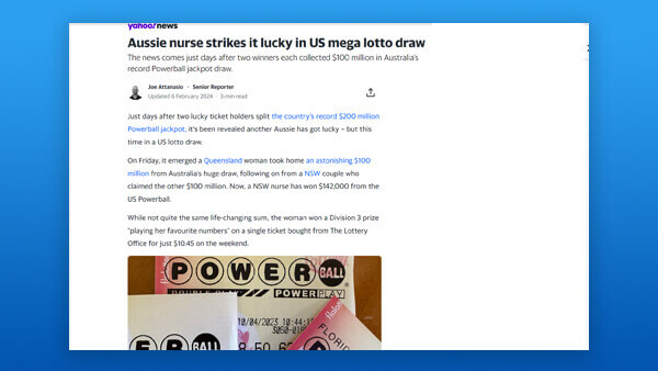 Aussie nurse strikes it lucky in US mega lotto draw